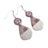 Boucles d'oreilles pendantes, cerisier en fleur, en pâte polymère