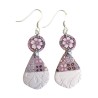 Boucles d'oreilles pendantes, cerisier en fleur, en pâte polymère