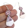 Boucles d'oreilles pendantes, cerisier en fleur, en pâte polymère