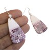 Boucles d'oreilles pendantes, rose poudré, en pâte polymère