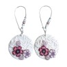 Boucles d'oreilles pendantes, fleurs 3D, en pâte polymère