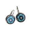 Boucles d'oreilles dormeuses, bleues paillotte, en pâte polymère