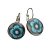 Boucles d'oreilles dormeuses, bleues paillotte, en pâte polymère