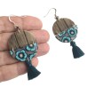 Longues boucles d'oreilles pendantes, bleu paillotte, en pâte polymère