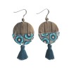 Longues boucles d'oreilles pendantes, bleu paillotte, en pâte polymère