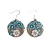 Boucles d'oreilles pendantes, bleu paillotte, en pâte polymère