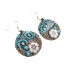 Boucles d'oreilles pendantes, bleu paillotte, en pâte polymère