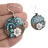 Boucles d'oreilles pendantes, bleu paillotte, en pâte polymère