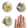 Bague graphique vert et bronze doré, en pâte polymère