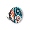 Bague joli bouquet aux fleurs bleu et orange, en pâte polymère