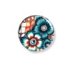 Bague joli bouquet aux fleurs bleu et orange, en pâte polymère