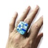 copy of Big bague joli bouquet aux fleurs bleues, en pâte polymère