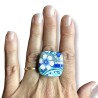copy of Big bague joli bouquet aux fleurs bleues, en pâte polymère