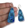 Boucles d'oreilles pendantes Kaléidoscope bleu lagon, en pâte polymère