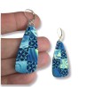 Boucles d'oreilles pendantes Kaléidoscope bleu lagon, en pâte polymère