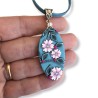 copy of Petit médaillon / pendentif joli bouquet aux hibiscus, en pâte polymère