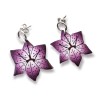 Boucles d'oreilles pendantes, fleur de lys, violet, en pâte polymère
