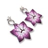 Boucles d'oreilles pendantes, fleur de lys, violet, en pâte polymère