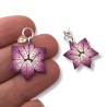 Boucles d'oreilles pendantes, fleur de lys, violet, en pâte polymère