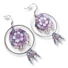 Boucles d'oreilles pendantes, rose poudré, en pâte polymère