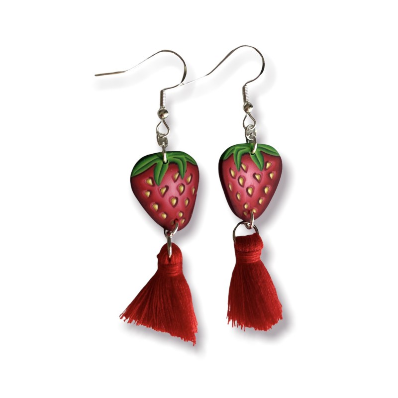 copy of Boucles d'oreilles pendantes avec fleurs exotiques, en pâte polymère