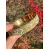 Bracelet jonc 1,5cm vert bronze et touches de doré, en pâte polymère