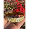 Bracelet jonc 1,5cm vert bronze et touches de doré, en pâte polymère