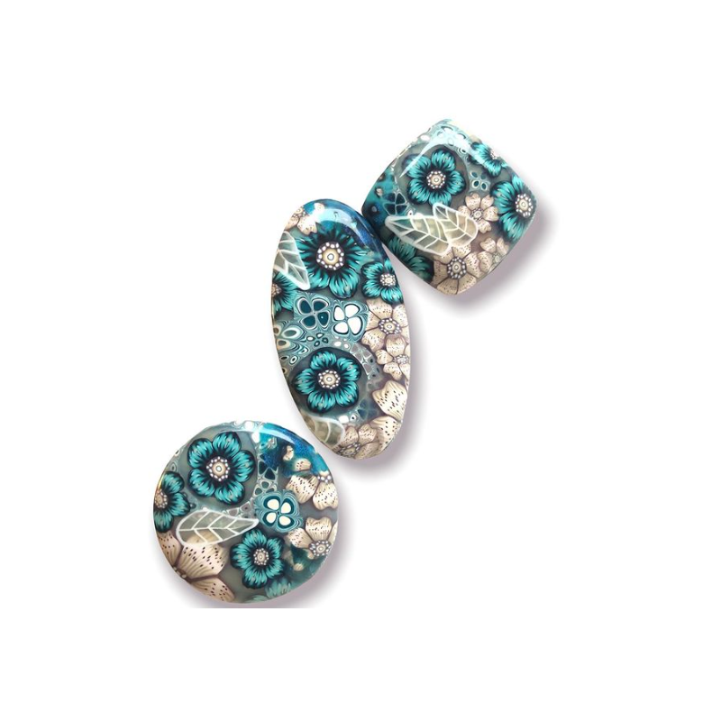 copy of Big bague joli bouquet aux fleurs bleues, en pâte polymère
