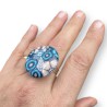 copy of Big bague joli bouquet aux fleurs bleues, en pâte polymère