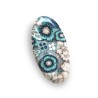 Bague grand ovale joli bouquet aux fleurs bleues, en pâte polymère