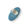 Bague grand ovale joli bouquet aux fleurs bleues, en pâte polymère