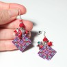 Boucles d'oreilles pendantes, kaleidoscope, en pâte polymère