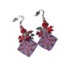 Boucles d'oreilles pendantes, kaleidoscope, en pâte polymère