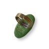 Bague graphique ovale, vert et bronze doré, en pâte polymère