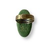 Bague graphique ovale, vert et bronze doré, en pâte polymère