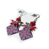 Boucles d'oreilles pendantes, kaleidoscope, en pâte polymère