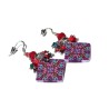Boucles d'oreilles pendantes, kaleidoscope, en pâte polymère