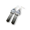 Boucles d'oreilles pendantes goutte Noir et Blanc, en pâte polymère