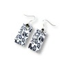 Boucles d'oreilles pendantes rectangle Noir et Blanc, en pâte polymère