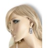 Boucles d'oreilles pendantes rectangle Noir et Blanc, en pâte polymère