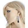 Boucles d'oreilles pendantes rectangle Noir et Blanc, en pâte polymère