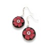 Boucles d'oreilles, fleur rouge, en pâte polymère