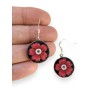 Boucles d'oreilles, fleur rouge, en pâte polymère