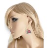 Boucles d'oreilles, fleur rouge, en pâte polymère