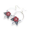 Boucles d'oreilles, fleur rouge, en pâte polymère