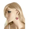 Boucles d'oreilles, fleur rouge, en pâte polymère