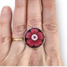 Bague fleur rouge en pâte polymère