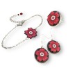 Bague fleur rouge en pâte polymère