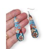 Boucles d'oreilles longues, fleurs, en pâte polymère