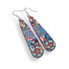 Boucles d'oreilles longues, fleurs, en pâte polymère